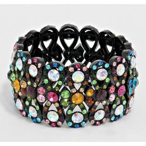 Multi Colored Crystal Rhinestone Evening Bracelet Bangle Stretch